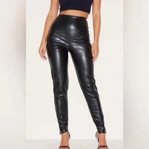 NWT Reitmans size 12 Black Faux Leather, fleece lines Skinny Leggings